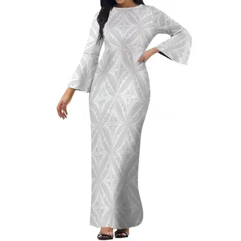 1 MOQ Летнее платье, женское платье в полинезийском стиле с открытыми плечами, сексуальное женское пляжное платье с V-образным вырезом, элегантные длинные платья Макси без рукавов.