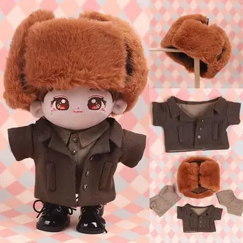 1 комплект зимней одежды для плюшевых хлопчатобумажных кукол 20 см, военное пальто, наряд для кукол-идолов, пальто, шарф, шапки, костюм, кукольная рубашка