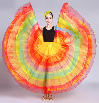 1 шт./лот, роскошная женская красочная юбка для танца живота в стиле sstyle, женская радужная юбка для боя быков