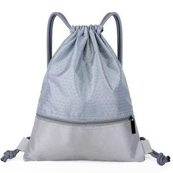 1 шт. нейлоновый водонепроницаемый рюкзак на молнии и шнурке большой емкости, спортивная сумка для хранения на открытом воздухе, сумка для фитнеса, толстая веревка, сумка для мяча из полиэстера
