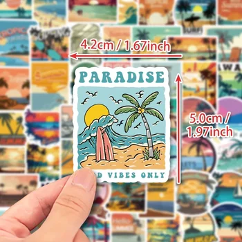 10/50 шт Винтажные пляжные наклейки на Гавайях, Летние пляжные Персонализированные наклейки с граффити для ноутбука, чемодана, пейзажной наклейки, детской игрушки