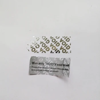 100шт Пустотная наклейка 40x15 мм, серебристая Гарантийная этикетка для упаковки электроники на вынос