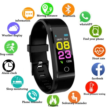 115 Плюс Смарт-Часы Для Мужчин Женщин Водонепроницаемый Спортивный Смарт-Браслет Bluetooth Сердечный Ритм Фитнес-Браслет Smartwatch для Android IOS