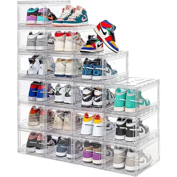 12 Упаковок акриловых прозрачных коробок для обуви, ультра Прозрачное пластиковое штабелируемое хранилище кроссовок для Sneakerhead. Мебельный стеллаж-органайзер для обуви