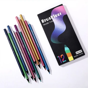 12 Цветов Профессиональные карандаши металлического цвета, набор для рисования, Раскрашивающие цветные карандаши, художественные принадлежности для студентов-художников