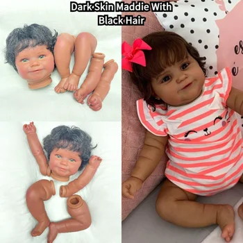 18-Дюймовые наборы кукол Реборн с темной кожей Maddie, Незаконченная кукла Bebe для новорожденных с отросшими черными волосами