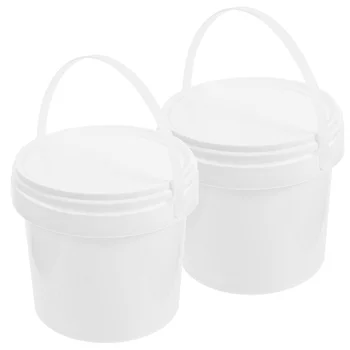 2 шт Пластиковое ведро для хранения с ручкой Круглая крышка контейнера Для мороженого Белые Переносные контейнеры с крышками Держатель жидкости