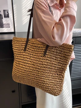 2023 Женская роскошная сумка через плечо, плетеная, большой емкости, модная повседневная сумка, Уникальный стиль для шоппинга и путешествий на пляже Ins