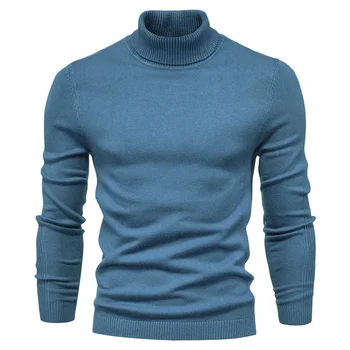 2023 Осень/Зима Новый повседневный мужской пуловер, свитер, Модный мужской повседневный трикотаж с высоким воротником