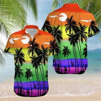 2024 Летние Свободные Дышащие Гавайские Рубашки С 3D Принтом, Модные Крутые Рубашки Для Пляжных Вечеринок, Топы С Короткими Рукавами, Летние Мужские Рубашки 6XL
