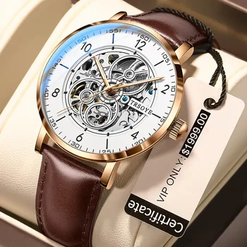 2024 Япония Роскошные Высококачественные Черные Автоматические Механические мужские часы со Скелетонирующим циферблатом Sport TRSOYE montre Factory 8389