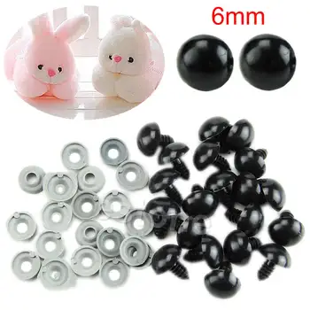 20шт 6-20 мм Черные пластиковые защитные глазки для плюшевого мишки/Кукол/игрушечных животных/Валяния