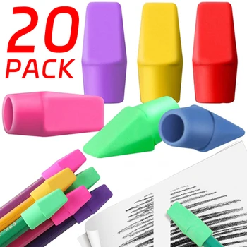 20шт Разноцветных ластиков, колпачков для карандашей, ластиков в форме стамески, топперов для карандашей, студенческих принадлежностей для коррекции рисунка, канцелярских принадлежностей