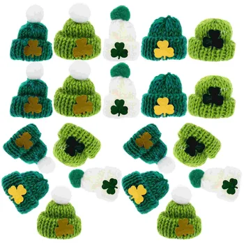 25шт мини-вязаные шапки Saint Patrick Мини-вязаные шапки Saint Patrick Mini Caps для поделок