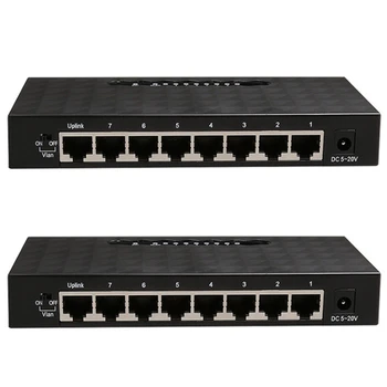 2X 8-портовый Гигабитный сетевой коммутатор 1000 Мбит/с Сетевой коммутатор Gigabit Ethernet Lan Hub Ethernet Smart Switcher EU Plug
