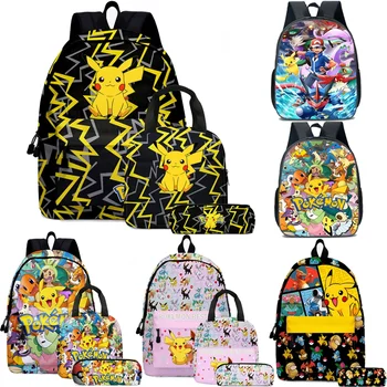 3 шт./компл. Рюкзак аниме Пикачу, Большая вместительная дорожная сумка, карманный монстр Pokemon Go, Студенческий рюкзак для девочек и мальчиков, Рождественские подарки