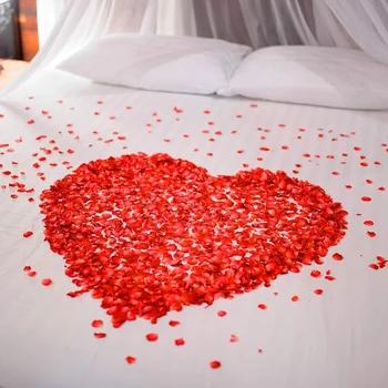 3000 Штук лепестков роз, искусственный цветок из красного полиэстера для постельных принадлежностей и украшений на День Святого Валентина, украшения Marry Me
