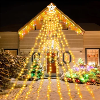 350 светодиодных рождественских украшений Звездный свет на открытом воздухе 3,5 м Елочные огни Водонепроницаемые рождественские огни для двора, сада, помещения, улицы