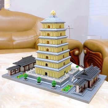 3D модель DIY Алмазные блоки Кирпичи Строительный Китай Древняя пагода Диких гусей TowerWorld Architecture Игрушка для детей
