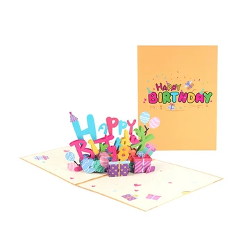 3D Трехмерная поздравительная открытка на День рождения Красочная резьба по бумаге ручной работы, Благословляющее Подарочное сообщение, Вставляемая цифровая карта, прочная