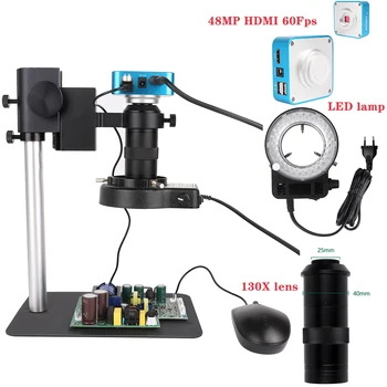 48-Мегапиксельный электронный микроскоп VGA HD 48-мегапиксельная цифровая камера USB HDMI Регулируемый кронштейн Монокуляр для обучения ремонту пайки