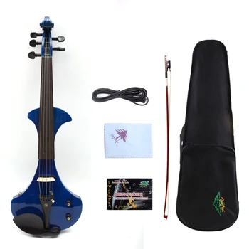 5-струнный синий цвет Yinfente 4/4 Электрическая Скрипка Форма Гитары Сладкий Звук Бесплатный Чехол #EV24-7
