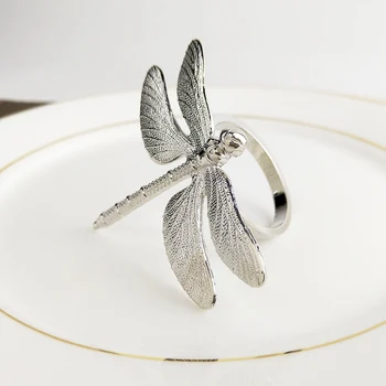 6ШТ Серебряное кольцо для салфеток в виде стрекозы, стол для свадебного банкета в отеле, Металлическая пряжка для салфеток, Рождественское украшение