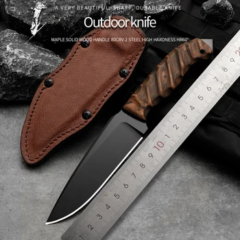 80CRV2 высококачественный стальной походный нож, походный, охотничий, приключенческий нож для выживания, портативный нож, ручка из клена