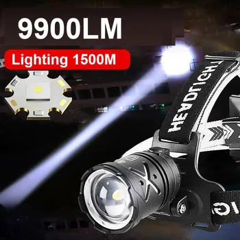 9900LM Ультра Мощная светодиодная фара Usb Перезаряжаемые Головные фонари Сверхвысокая мощность фары 1500 м Водонепроницаемый кемпинг Lantren