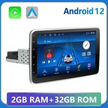 Android 12 1Din 10-Дюймовый Автомобильный Радиоприемник HD 1080P 2.5D Экран Мультимедийный MP5 Плеер Проводной Carplay Android Auto Car Stereo GPS Навигация