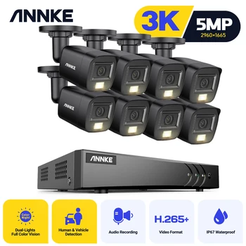ANNKE 8CH 5MP Lite Система Видеонаблюдения CCTV Kit Со Встроенным микрофоном 8X5MP Водонепроницаемые Камеры Видеонаблюдения 5 IN1 H.265 + DVR