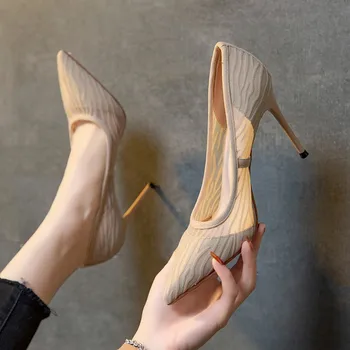BCEBYL/ Летние пикантные женские туфли с мелким носком и острым носком на шпильке, Новая модная элегантная обувь для банкета и вечеринки на высоком каблуке