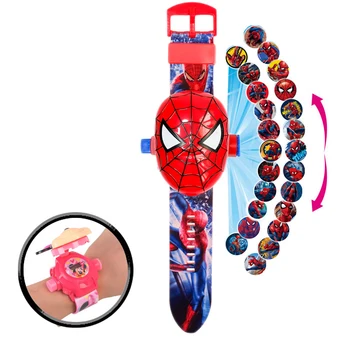 Disney Marvel Человек-паук железный Человек Замороженные детские флип-часы 3D 24 проекционные светодиодные электронные Игрушечные часы для мальчиков и девочек