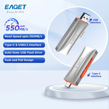EAGET USB 3.2 Твердотельный Накопитель 550 Мбит / с Высокоскоростной USB Type C Флэш-накопитель 1 ТБ 512 ГБ 256 ГБ 128 ГБ USB Gen 2 Pendrive Flash