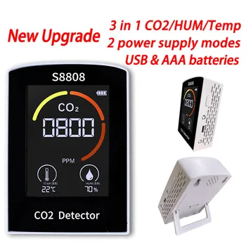 F50 Новый детектор углекислого газа CO2 в режиме реального времени Воздушный монитор Качество воздуха на складе Температура влажность Монитор датчик CO2