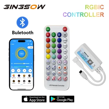 Gingsow светодиодная лента RGBIC приложение Bluetooth пульт дистанционного управления Гибкая подсветка с изменением цвета Ленточный диод IR38 клавиш SP611E