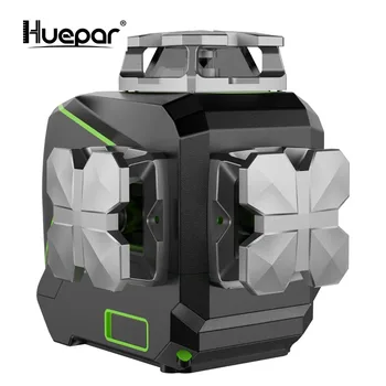 Huepar S03CG 3D 12 Лазерных самонивелирующихся перекрестных линий ЖК-экран Зеленый луч с BT