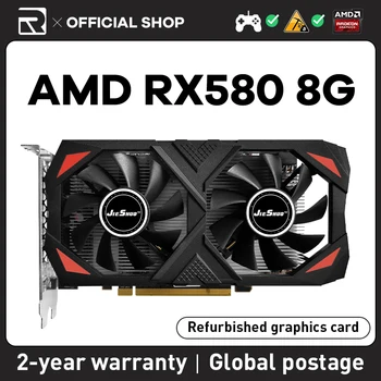 JIESHUO AMD RX 580 8GB 2048SP видеокарта GDDR5 256BIT GPU 14nm rx580 8g для настольного компьютера video office 580 rx KAS