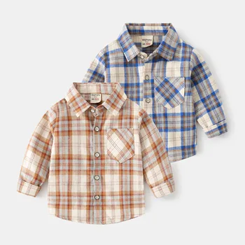 Josaywin/ Новые весенне-осенние детские рубашки, одежда, клетчатые рубашки для мальчиков, модная рубашка с длинными рукавами для мальчиков, куртки для мальчиков