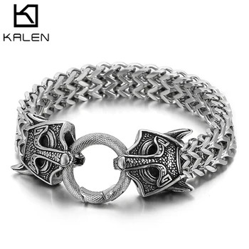 Kalen Браслет серии Animal шириной 12 мм в стиле панк, мужские браслеты Зодиака из нержавеющей стали, ювелирные изделия