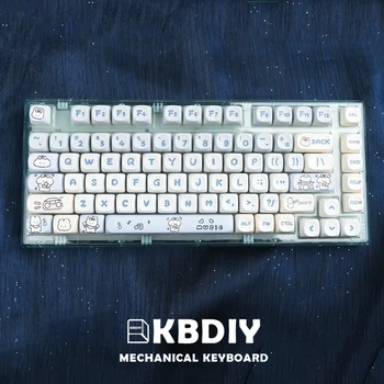 KBDiy MOA Profile Keyboard Keycaps Custom PBT DYE-SUB Music Dog Keycap MX Переключатели 139 Клавиш/Комплект Синий Симпатичный Колпачок для клавиш 64 61 87