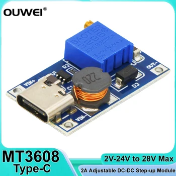 MT3608 DC-DC 2A Повышающий Регулируемый Модуль Усиления Блок Питания Booster Module С USB Type-C от 2V-24V до 5V 9V 12V 28V для Arduino