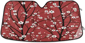 Oarencol Красное вишневое дерево, Солнцезащитный козырек на лобовое стекло автомобиля, японский Белый цветок, Цветочный аниме-цветок, Складной Солнцезащитный козырек от ультрафиолетовых лучей