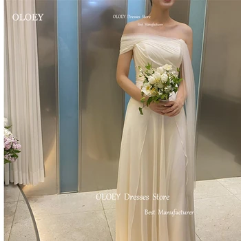 OLOEY Простые шелковые шифоновые Корейские свадебные платья на одно плечо длиной до пола с корсетом на спине, свадебные платья больших размеров, сшитые на заказ