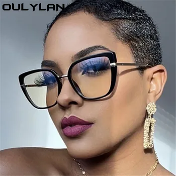Oulylan TR90 Оправа для очков с кошачьим глазом, женская модная оправа для очков с синим светом, женские винтажные офисные декоративные очки