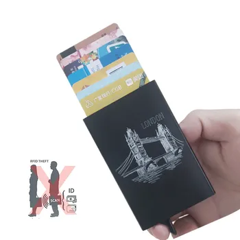 Rfid смарт-кошелек, держатель для карт, металлические тонкие мужские женские кошельки, всплывающий минималистичный кошелек, маленький черный кошелек Vallet Walets для мужчин