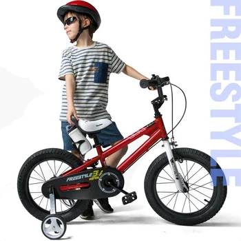 Royalbaby Freestyle 14 В красном Детский велосипед для мальчиков и девочек, велосипед с двумя ручными тормозами