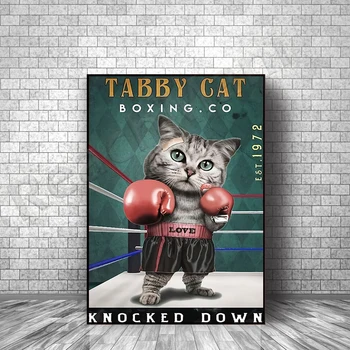 Tabby Cat Boxing co, abattre, enseignes rétro, adapté à la décoration murale extérieure des bars et cafés des hôtels familiaux