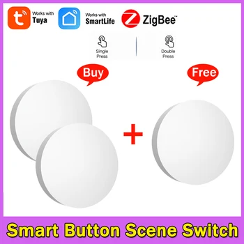 Tuya Zigbee Smart Button Scene Switch Беспроводной Пульт Дистанционного Управления Key Controller Связь с Несколькими сценами Через Smart Life Tuya Gateway