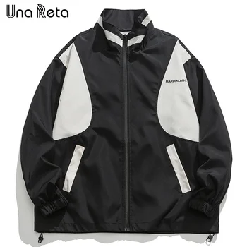 Una Reta Мужская уличная одежда, повседневный спортивный костюм с воротником-стойкой, пальто, Harajuku, Весна-осень, новая мужская куртка в стиле хип-хоп, цветная пара сращивания,